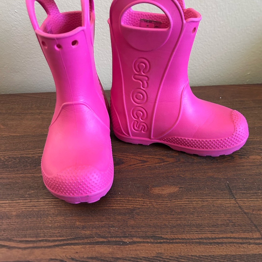 CROCS Kids Vibrant Pink Rain Boots